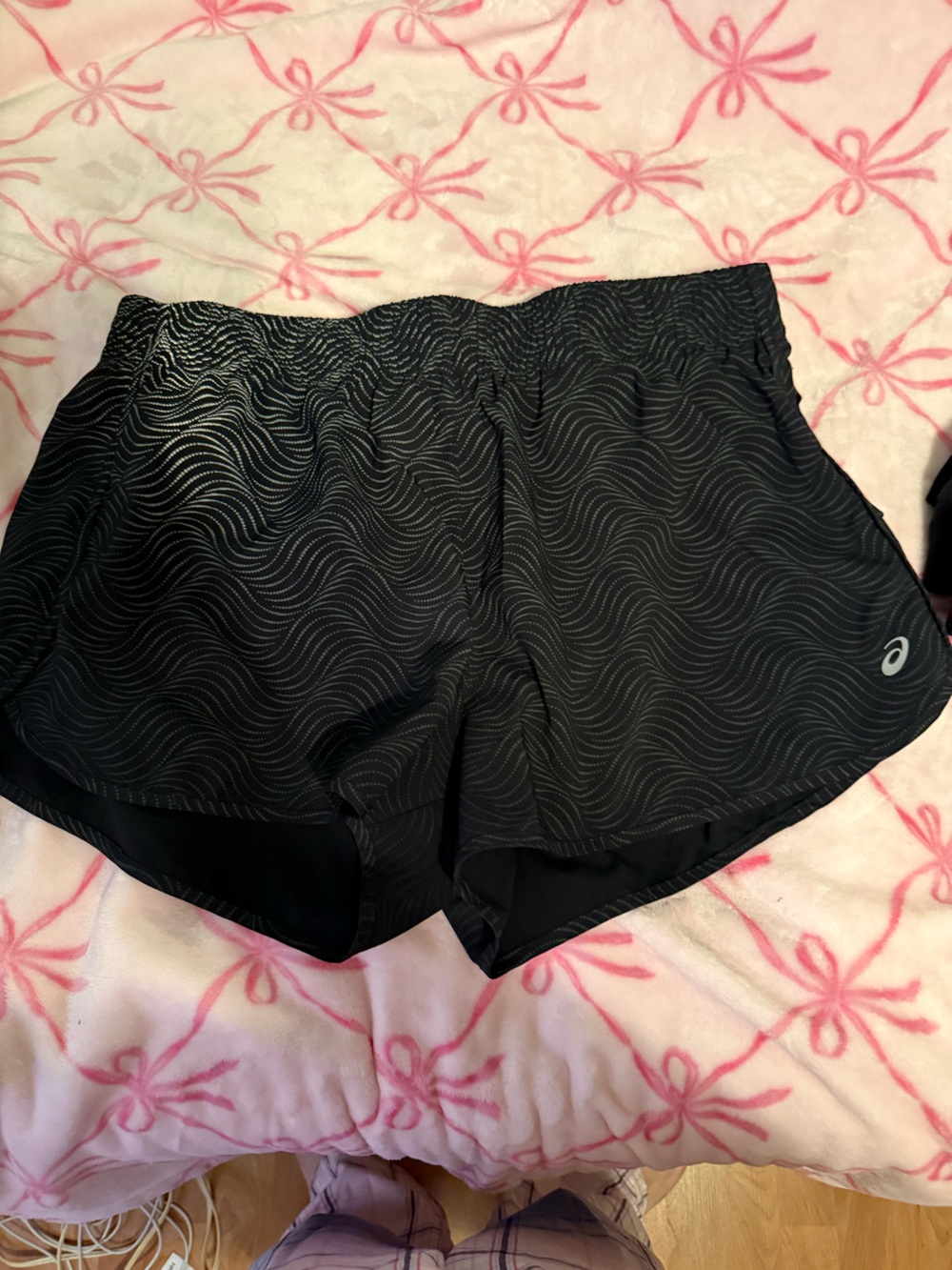 Asics Women’s Black Running Shorts with Reflective Wave Print